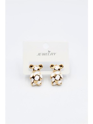 Royaleks Mineli Ayıcık Küpe - Beyaz