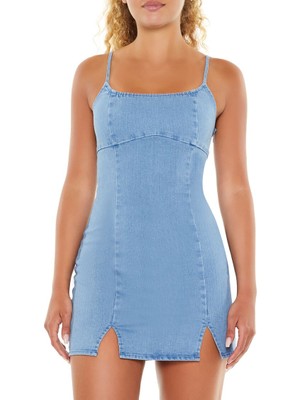 F21 Denim Cutout Detaylı Mini Elbise