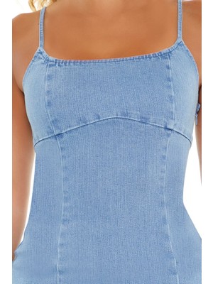 F21 Denim Cutout Detaylı Mini Elbise