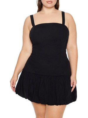 F21 Plus Size Poplin Mini Elbise