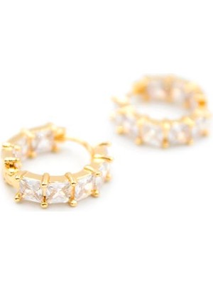 Royaleks Taşlı Halka Küpe - Altın