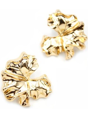 Royaleks Metal Plaka Küpe - Altın