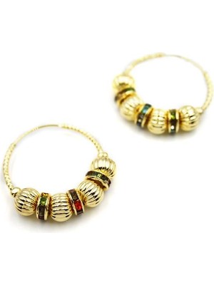 Royaleks Taşlı Halka Küpe - Altın