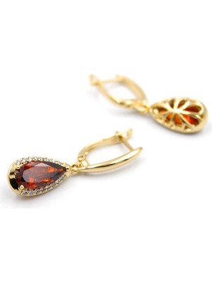 Royaleks Taşlı Küpe - Kırmızı