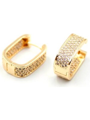 Royaleks Taşlı Halka Küpe - Altın