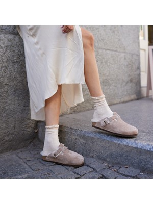 Uniqueqoop Oslo  Deri Mantar Taban Kürklü Ortopedik Terlik