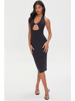F21 Göğüs Dekolteli Halter Yaka Elbise