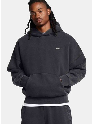Siyah Erkek Kapüşon Yaka Normal Kalıp Sweatshirt 1386552-001 Ua Icon Hwt Flc Wash Os