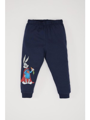 DeFacto Erkek Bebek Looney Tunes Pijama Takımı Penye Bisiklet Yaka Uzun Kollu Üst Beli Lastikli Uzun Alt D5354A524WN