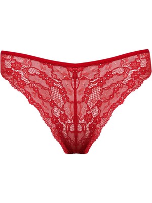 DeFacto Fall in Love Yılbaşı Temalı Kırmızı Dantel Brazilian Slip Külot B4839AX24WN