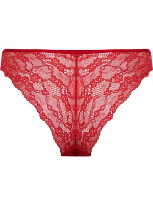 DeFacto Fall in Love Yılbaşı Temalı Kırmızı Dantel Brazilian Slip Külot B4839AX24WN