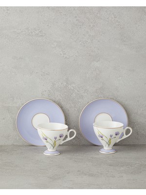 English Home Valentina New Bone China 4 Parça 2 Kişilik Kahve Fincan Takımı 80 ml Lila