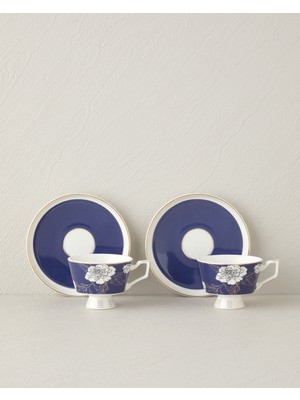 English Home Evelina New Bone China 4 Parça 2 Kişilik Kahve Fincan Takımı 90 ml Lacivert
