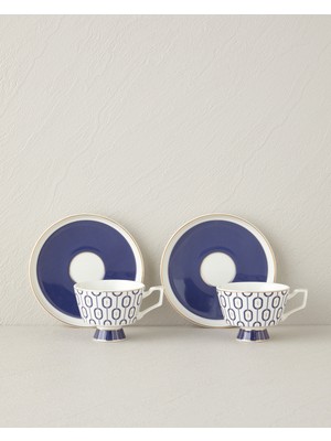English Home Octavia New Bone China 4 Parça 2 Kişilik Kahve Fincan Takımı 90 ml Lacivert