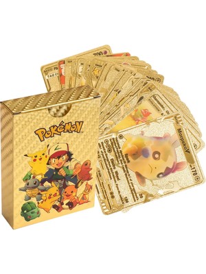 Pokemon Vmax Gold Card Tcg Gold Starter Box Pack 55 Adet Kabartmalı Koleksiyon Pokemon Kartları