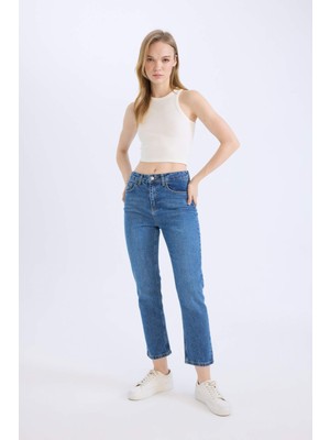 DeFacto Mary Vintage Straight Fit Yüksek Bel Bilek Boy Jean Yıkamalı Pantolon E4963AX24CW