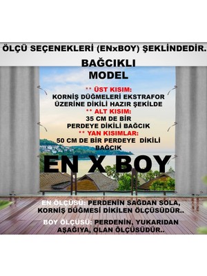 Altın Pamuk Balkon Perdesi (En x boy)Seçenekli ''bağcıklı''düz Bej-