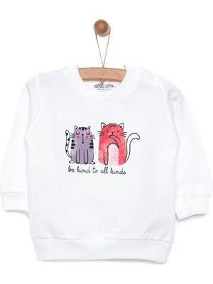 HelloBaby Basic Az Şardonlu Kedi Desenli Sweatshirt Kız Bebek