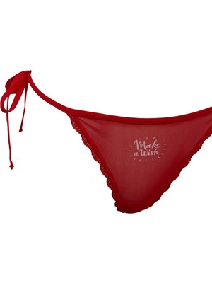 DeFacto Fall in Love Yılbaşı Temalı Kırmızı Dantel String Slip Külot Z0995AZ24WN