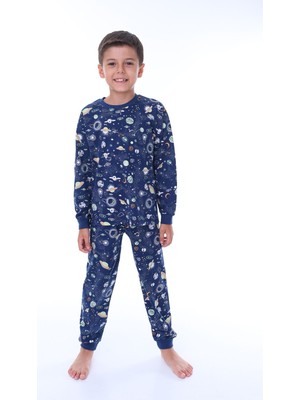 Zuzunga Astronot Temalı Pamuk Unisex Çocuk Pijama Takımı