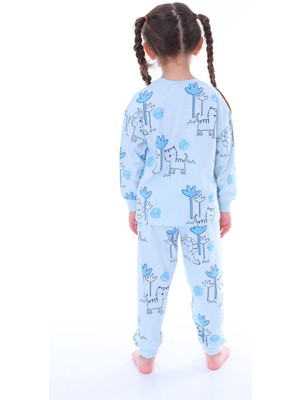 Zuzunga Lion Tiger Mavi Desenli Erkek Çocuk Pijama Takımı