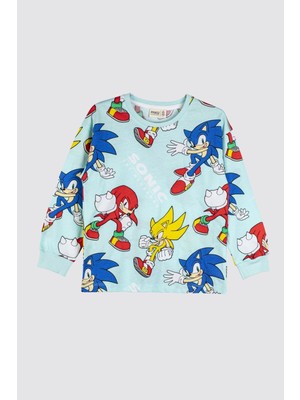 Zuzunga The Hedgehog Super Sonic Desenli %100 Pamuk Çocuk Pijama Takımı