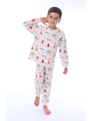 Zuzunga Animaux Desenli %100 Pamuk Unisex Çocuk Pijama Takımı