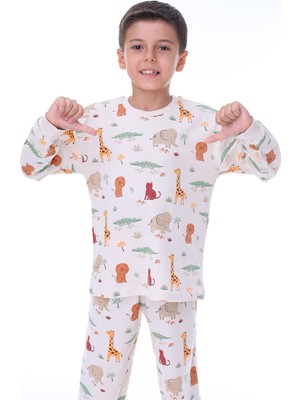 Zuzunga Animaux Desenli %100 Pamuk Unisex Çocuk Pijama Takımı