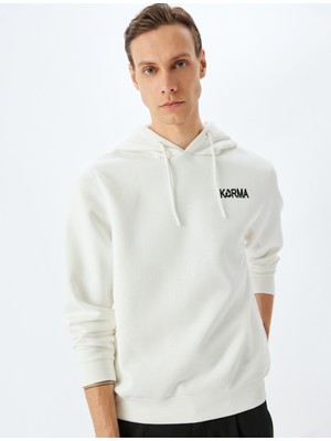 Koton Pamuk Karışımlı Şardonlu Slogan Baskılı Kapşonlu Sweatshirt