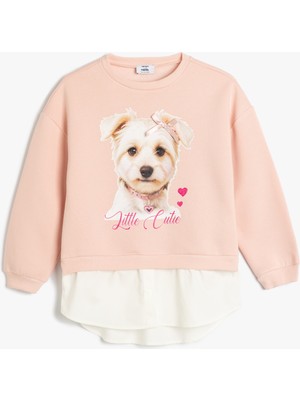 Koton Bisiklet Yaka Uzun Kollu Köpek Baskılı Sweatshirt