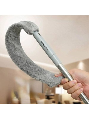 Homeneeds Mikrofiber Başlıklı Girintili Yüzey Dip Köşe Raf Temizleme Mopu ve Toz Alma Fırçası (1 Yedekli)