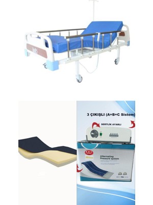 Witra wipperman  2 Motorlu Abs Başlıklı Tabanca Korkuluklu Hasta Karyolası + Visco Yatak+ 3 Çıkışlı Abc Sistemli Boru Tipi Havalı Yatak Takım
