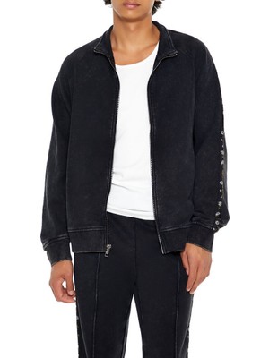 Washed French Terry Zip-Up Ceket