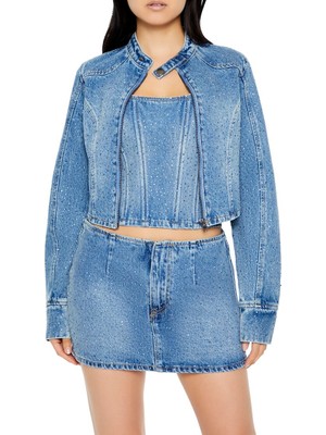 Rhinestone Denim Ceket