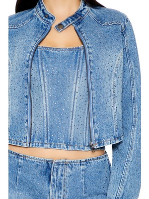 Rhinestone Denim Ceket