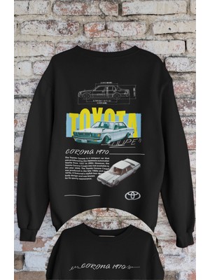 Fuddy Moda Unisex Classic Corona 1970 Sırt Baskılı Kapüşonsuz Sweatshirt, Oversize Araba Baskılı Sweatshirt