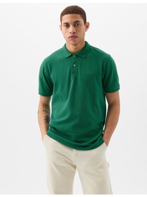 Gap Erkek Yeşil  Logo Piqué Polo Yaka T-Shirt