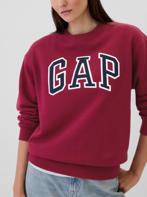 Gap Kadın Kırmızı  Logo Bisiklet Yaka Fleece Sweatshirt