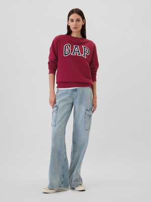 Gap Kadın Kırmızı  Logo Bisiklet Yaka Fleece Sweatshirt