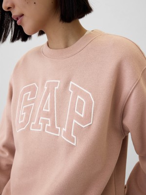 Gap Kadın Pembe  Logo Bisiklet Yaka Fleece Sweatshirt