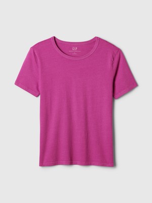 Gap Kadın Pembe Pamuk Vintage Bisiklet Yaka T-Shirt