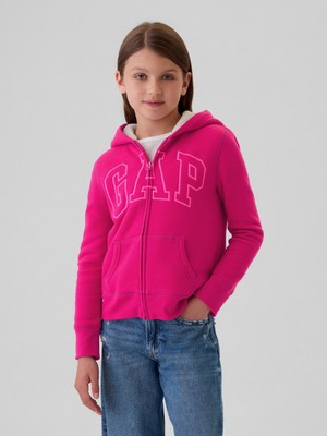 Gap Kız Çocuk Pembe  Logo Fermuarlı Sherpa Sweatshirt