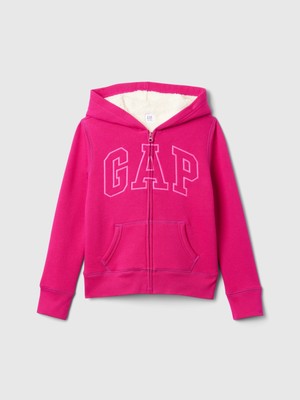 Gap Kız Çocuk Pembe  Logo Fermuarlı Sherpa Sweatshirt