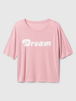 Gap Kadın Pembe Relaxed Grafikli Pijama Üstü