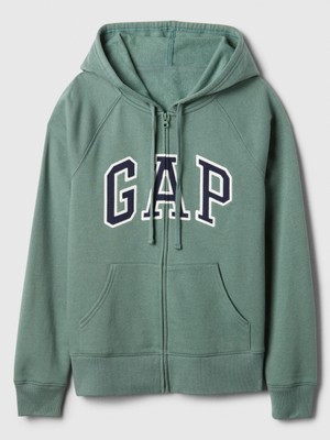 Gap Kadın Yeşil  Logo Fleece Fermuarlı Sweatshirt