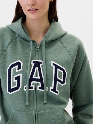 Gap Kadın Yeşil  Logo Fleece Fermuarlı Sweatshirt