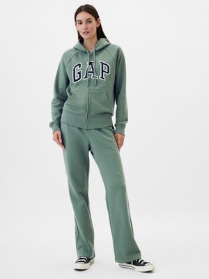 Gap Kadın Yeşil  Logo Fleece Fermuarlı Sweatshirt