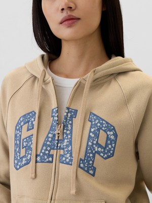 Gap Kadın Bej  Logo Fleece Fermuarlı Sweatshirt