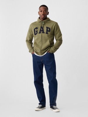 Gap Erkek Yeşil  Logo Fermuarlı Fleece Sweatshirt