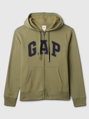 Gap Erkek Yeşil  Logo Fermuarlı Fleece Sweatshirt